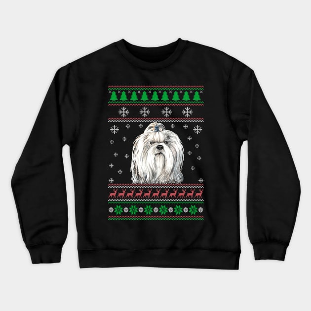 Cute Shih Tzu Dog Lover Ugly Christmas Sweater For Women And Men Funny Gifts Crewneck Sweatshirt by uglygiftideas